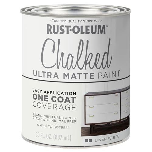 Rust-Oleum Linen White Chalked All-in-One Ultra Matte Paint | One Coat Coverage | No Primer, Sanding, Or Topcoat Needed | Easy Clean Up | Made in USA | 30 OZ