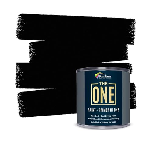 THE ONE All-In-One Paint & Primer - Black Matte, 8.5 Fl Oz/250ml | 1 Coat Formula | Easy Indoor & Outdoor Decorating for Home & Garden Walls, Floors & Furniture | Water-Based & Low VOC