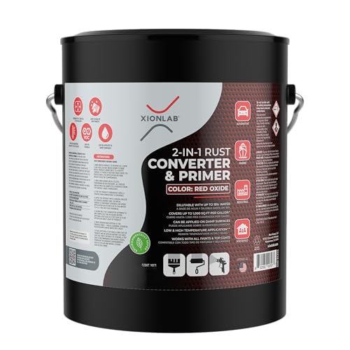 2-in-1 Rust Converter & Metal Primer - 1 Gallon Red Rust Paint Inhibitor for Metal, Ultra Car Rust Reformer & Encapsulator, Long-Lasting Anti Rust Conversion Coating, Heat Resistance.Covers up to 1,000 Sqft. Per Gallon. Permanently Stops Corrosion. Made in the USA.